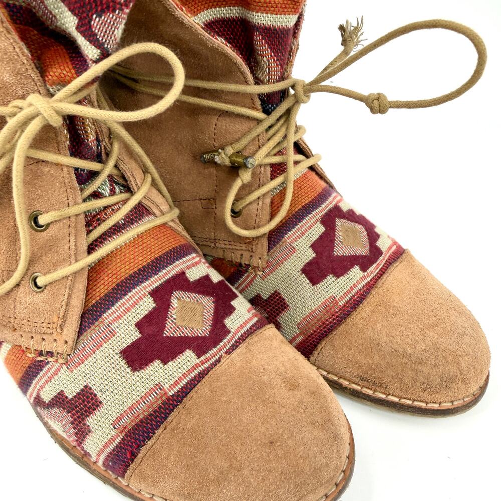 The Sak Tan Genuine Suede Aztec Southwestern Crochet Boots - Picture 3 of 11